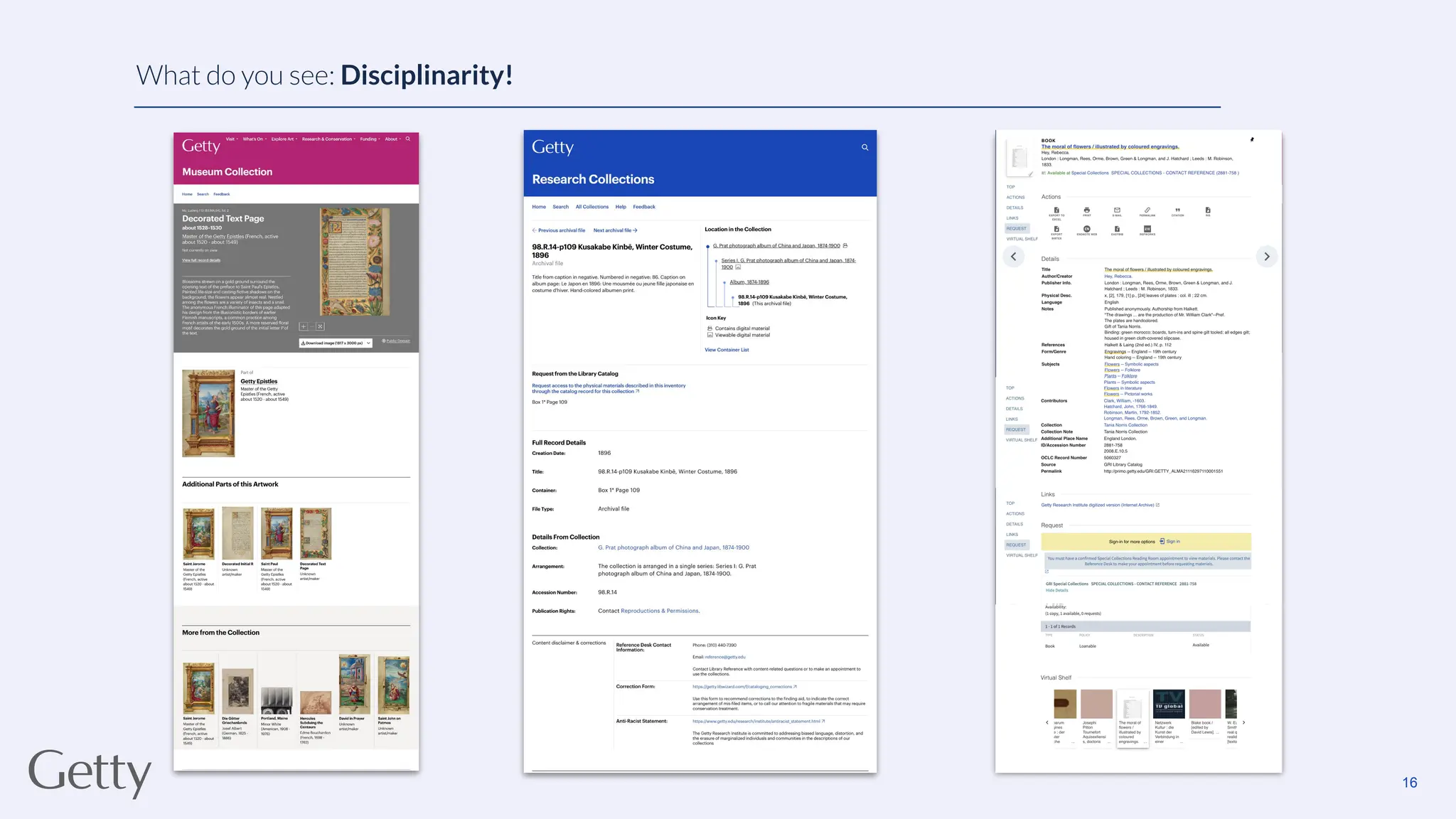 16
What do you see: Disciplinarity!
 