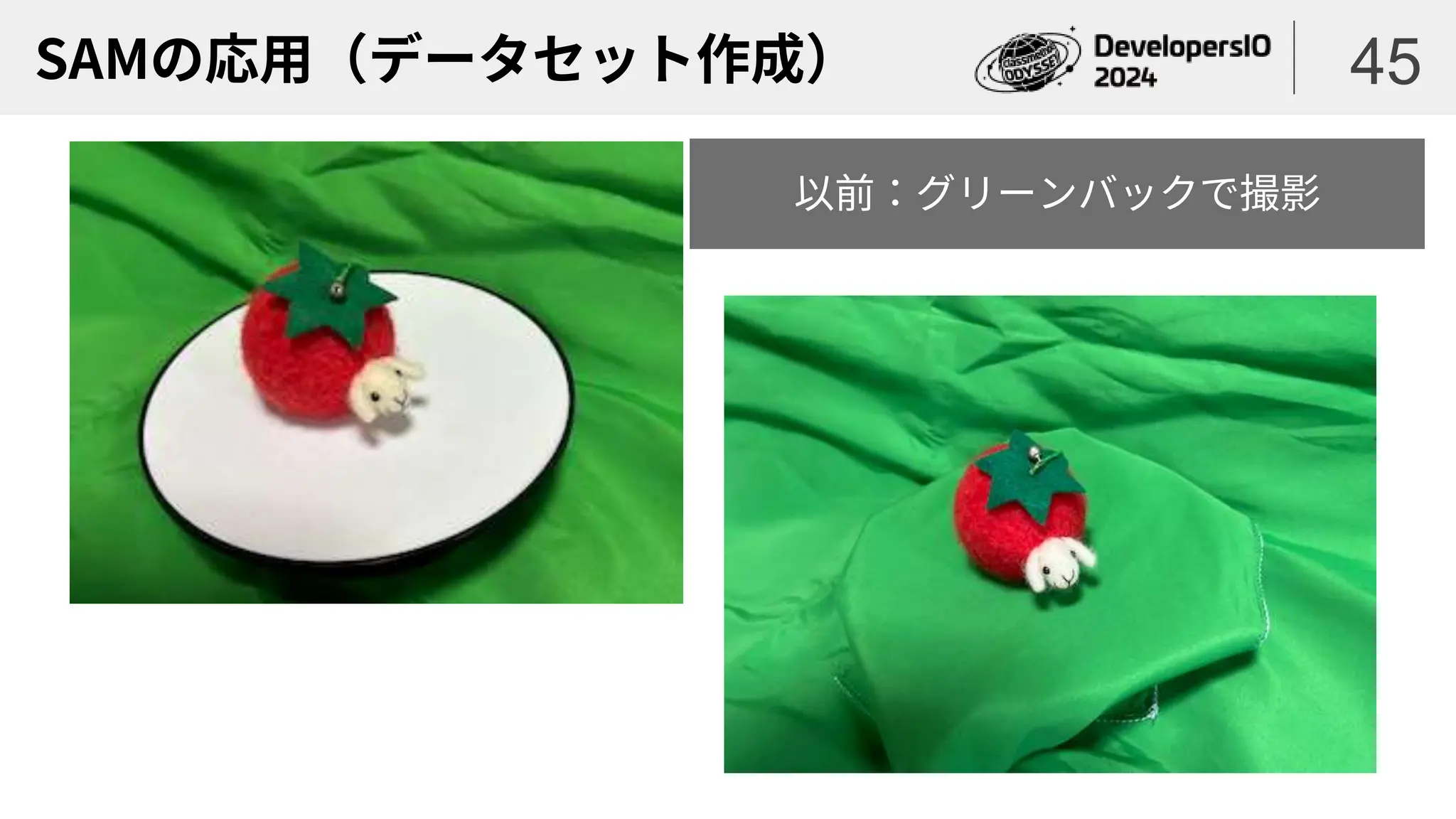 SAMの応用（データセット作成） 45
以前：グリーンバックで撮影
 