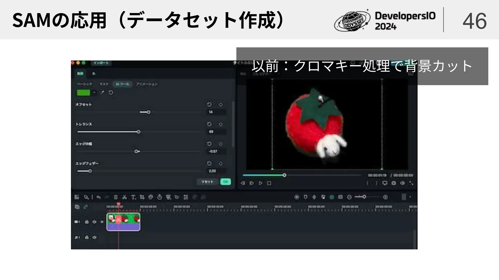 SAMの応用（データセット作成） 46
以前：クロマキー処理で背景カット
 