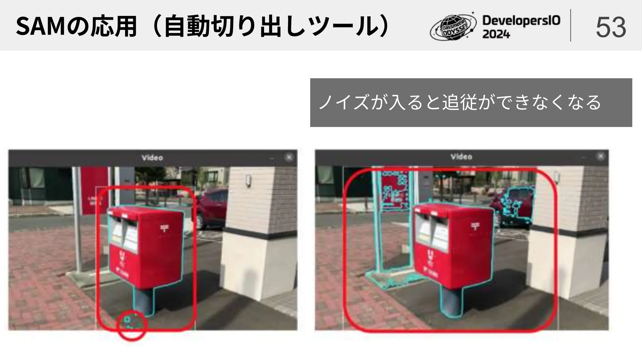 SAMの応用（自動切り出しツール） 53
ノイズが入ると追従ができなくなる
 