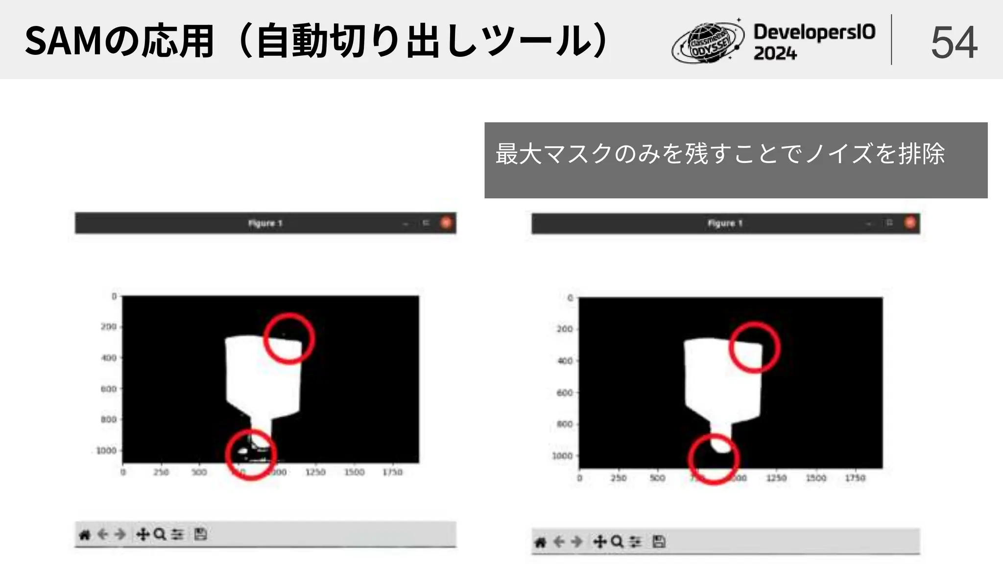 SAMの応用（自動切り出しツール） 54
最大マスクのみを残すことでノイズを排除
 