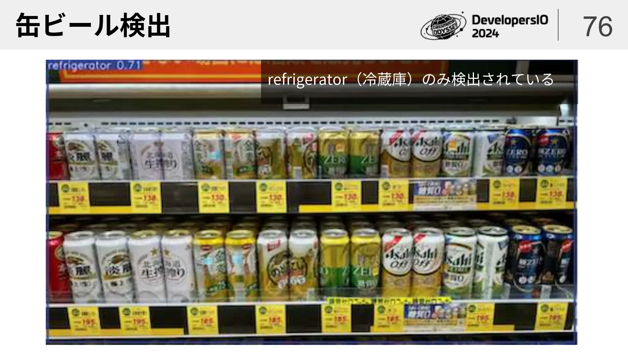 缶ビール検出 76
refrigerator（冷蔵庫）のみ検出されている
 