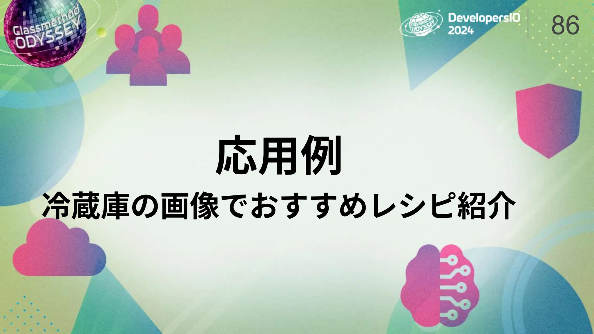 応用例
冷蔵庫の画像でおすすめレシピ紹介
86
 