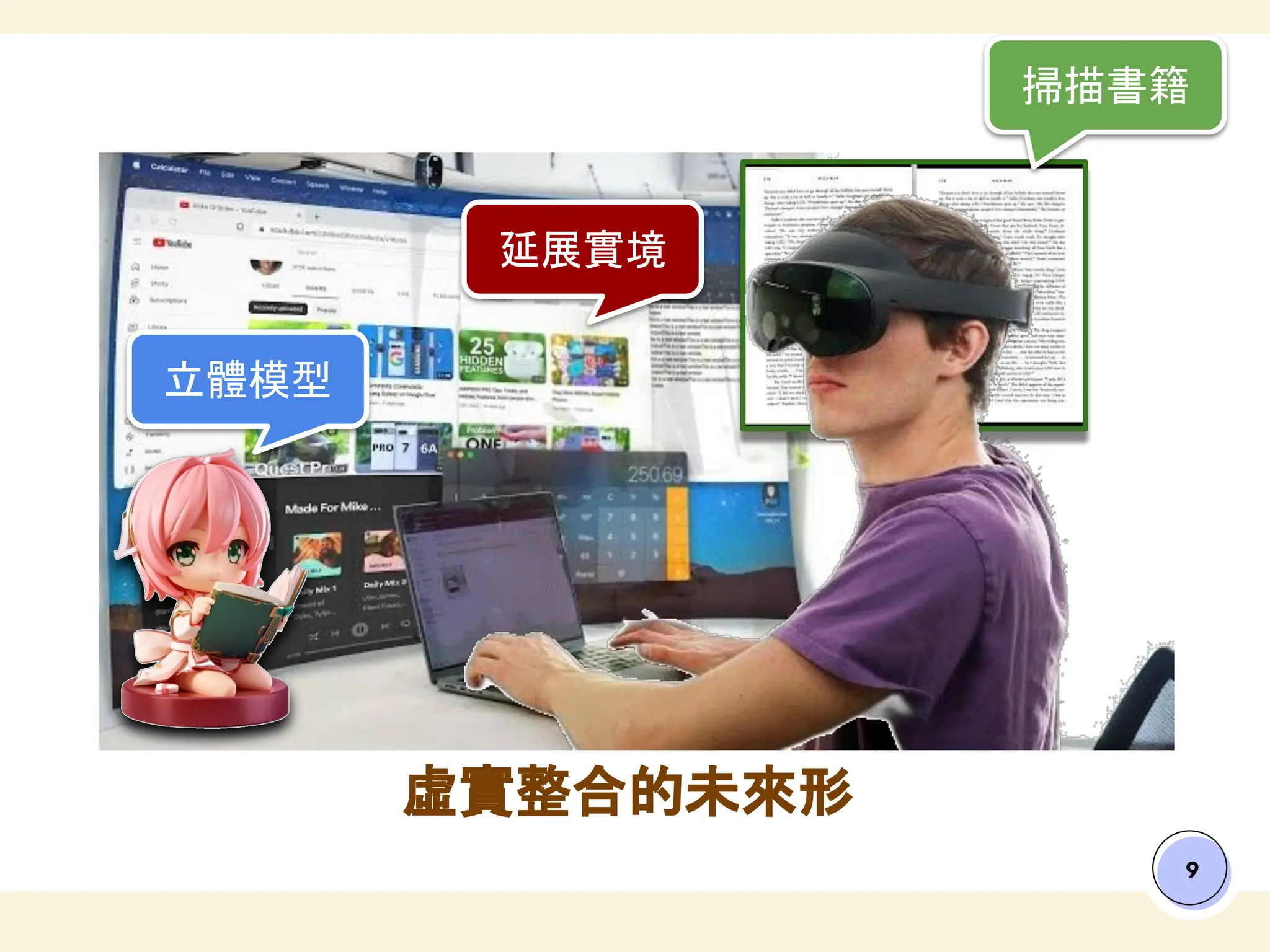 9
虛實整合的未來形
立體模型
掃描書籍
延展實境
 