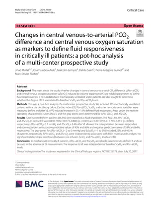 2024. Mallat. Delta PvaCO2 y delta ScvO2 as marker to define fluid ...