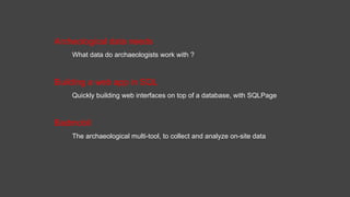 SQLPage : building a web app for archaeologists in SQL | PDF