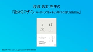 30
渡邊 恵太 先⽣の
「融けるデザイン ハード×ソフト×ネット時代の新たな設計論」
画⾯引⽤: https://bnn.co.jp/products/9784861009389
 