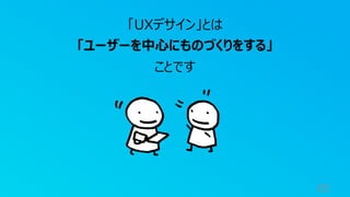 65
「UXデサイン」とは
「ユーザーを中⼼にものづくりをする」
ことです
 