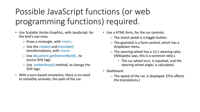 20240319 Car Simulator Plan.pptx . Plan for a JavaScript Car Driving ...