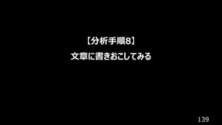 139
【分析⼿順8】
⽂章に書きおこしてみる
 
