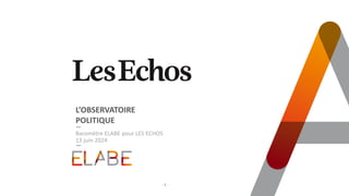 L’OBSERVATOIRE
POLITIQUE
Baromètre ELABE pour LES ECHOS
13 juin 2024
- 1 -
 