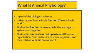 week 1 animal physiology lab for biology senior bachelor studnets | PPTX