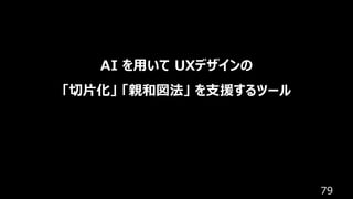 79
AI を用いて UXデザインの
「切片化」 「親和図法」 を支援するツール
 
