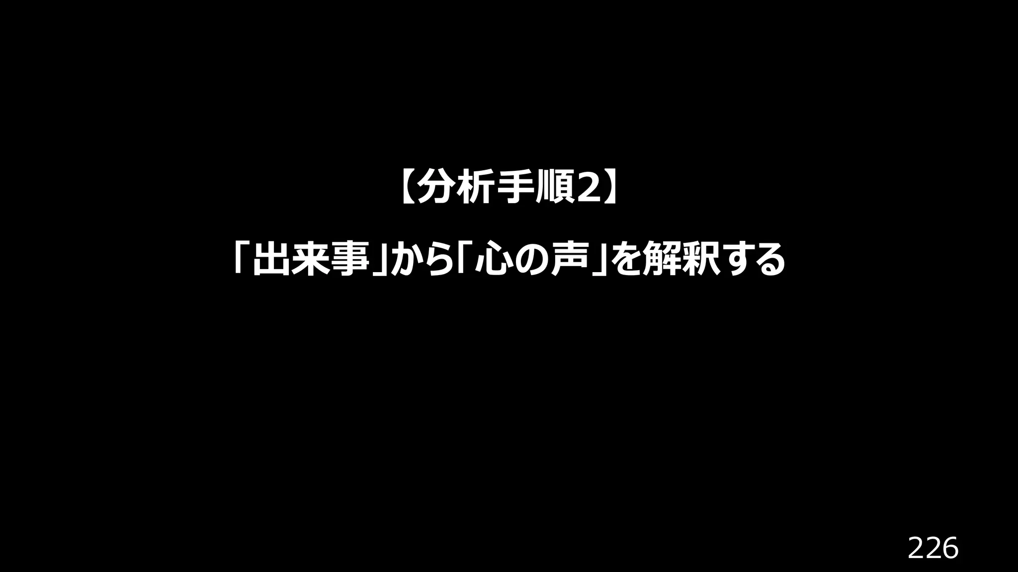 226
【分析手順2】
「出来事」から「心の声」を解釈する
 