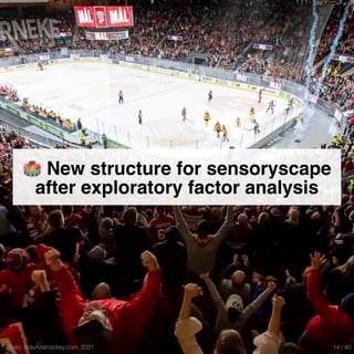 Photo: frolundahockey.com, 2021
🏟 New structure for sensoryscape
after exploratory factor analysis
14 / 40
 