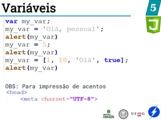 Variáveis 5
OBS: Para impressão de acentos
 