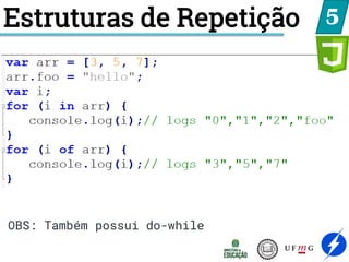 Estruturas de Repetição 5
OBS: Também possui do-while
 