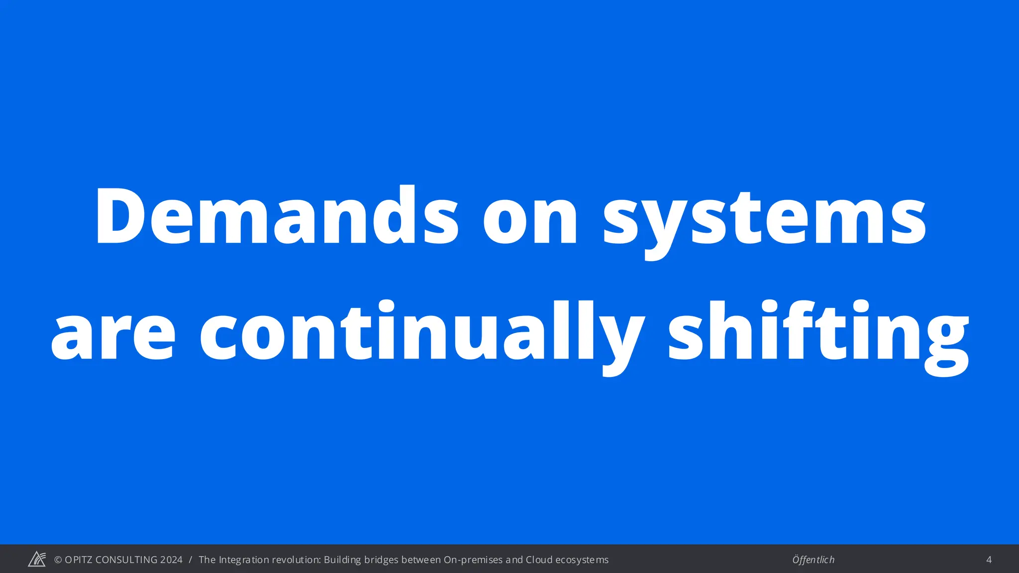 © OPITZ CONSULTING 2024 / Öffentlich
The Integration revolution: Building bridges between On-premises and Cloud ecosystems 4
Demands on systems
are continually shifting
 