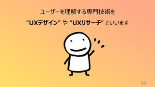 38
ユーザーを理解する専門技術を
“UXデザイン” や “UXリサーチ” といいます
 