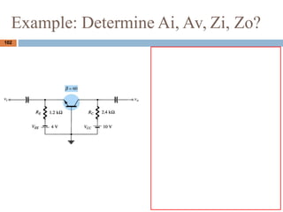 102
Example: Determine Ai, Av, Zi, Zo?
 