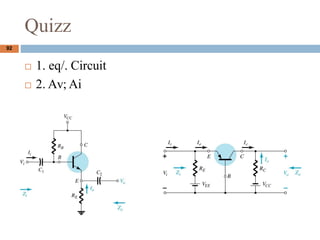 Quizz
? 1. eq/. Circuit
? 2. Av; Ai
92
 