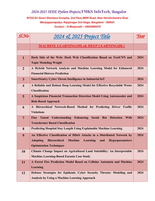 2024 and 2025 Python IEEE Machine Learning Projects List.pdf