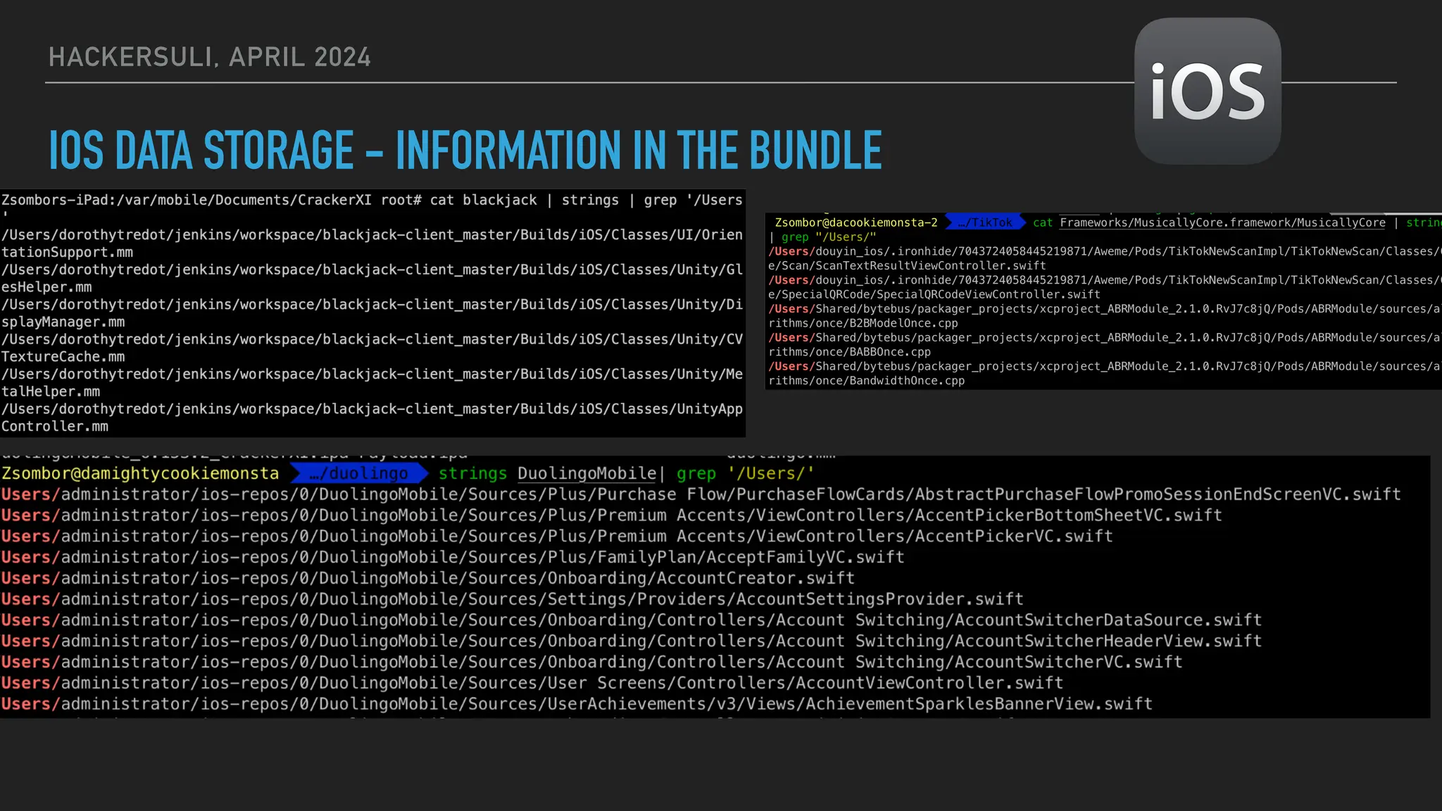 HACKERSULI, APRIL 2024
IOS DATA STORAGE - INFORMATION IN THE BUNDLE
 