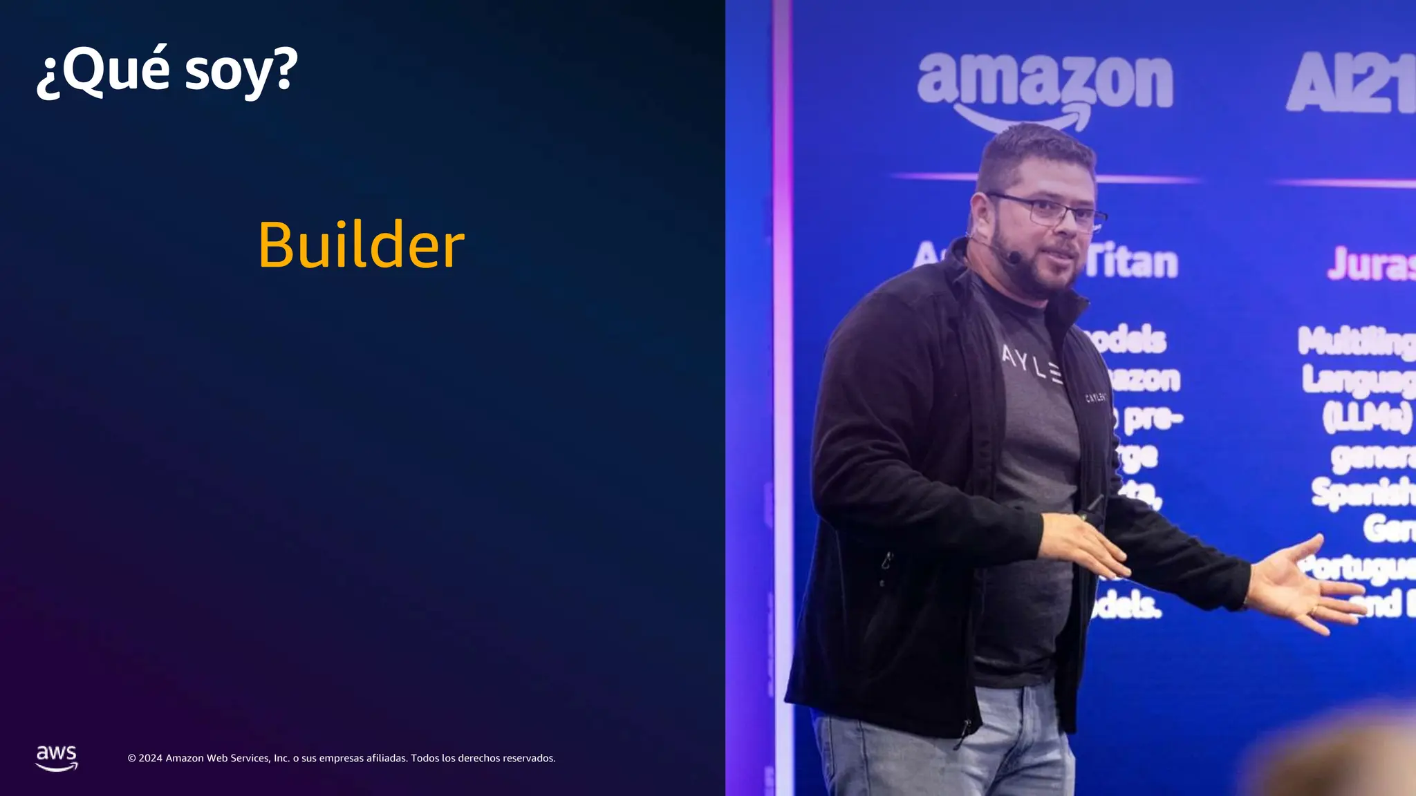 © 2024 Amazon Web Services, Inc. o sus empresas afiliadas. Todos los derechos reservados.
¿Qué soy?
Builder
 