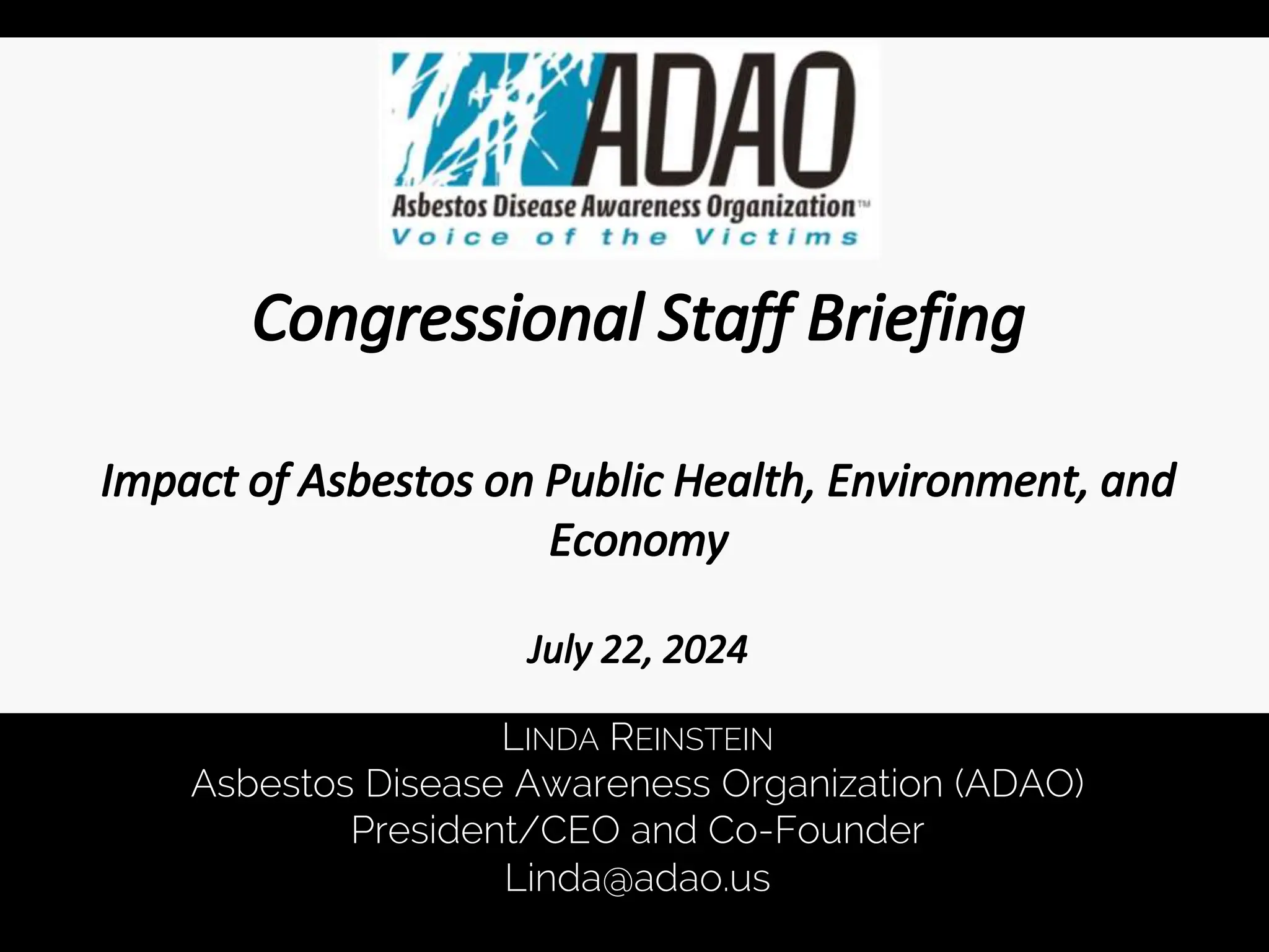 2024 ADAO's 19th Congressional Staff Briefing “Impact of Asbestos on ...