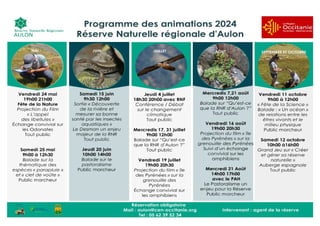 Programme d'animations 2024 de la Réserve naturelle régionale d'Aulon