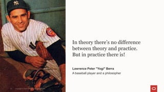 Click to add image
In theory there’s no difference
between theory and practice.
But in practice there is!
Lawrence Peter "Yogi" Berra
A baseball player and a philosopher
Copyright © 2024, Oracle and/or its affiliates
10
 