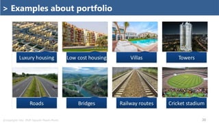 @Copyright: Msc. PMP. Nguyễn Thanh Phước 20
> Examples about portfolio
 