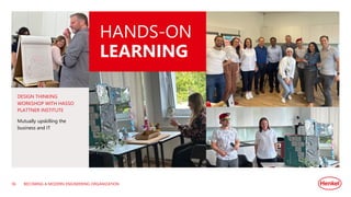 BECOMING A MODERN ENGINEERING ORGANIZATION
DESIGN THINKING
WORKSHOP WITH HASSO
PLATTNER INSTITUTE
Mutually upskilling the
business and IT
HANDS-ON
LEARNING
36
 