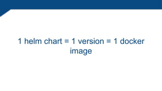 1 helm chart = 1 version = 1 docker
image
 