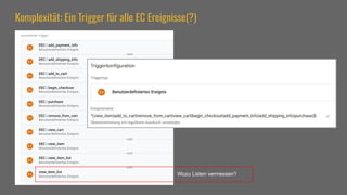 Komplexität: Ein Trigger für alle EC Ereignisse(?)
Wozu Listen vermessen?
 