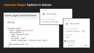 Conversions Manager: Ergebnisse im dataLayer
 