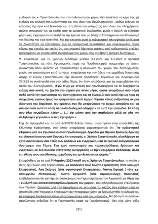 ευθυνών του κ. Τριαντόπουλου για την αλλοίωση του χώρου δεν επιτέλεσε το έργο της, με
ευθύνη και επιλογή της κυβέρνησης κα...