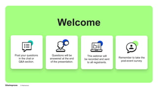© Siteimprove
Welcome
Post your questions
in the chat or
Q&A section.
Questions will be
answered at the end
of the presentation.
This webinar will
be recorded and sent
to all registrants.
Remember to take the
post-event survey.
 