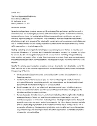 Open Letter to Canadian Prime Minister Regarding Gaza | PDF