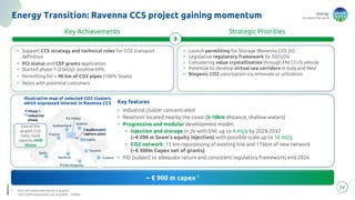 energy
to inspire the world
Energy Transition: Ravenna CCS project gaining momentum
24
~ € 900 m capex 1
• Launch permitting for Storage (Ravenna CCS JV)
• Legislative regulatory framework by 2025/26
• Considering value crystallization through ENI CCUS vehicle
• Potential to develop virtual sea corridors in Italy and Med
• Biogenic CO2 valorization via removals or utilization
• Support CCS strategy and technical rules for CO2 transport
definition
• PCI status and CEF grants application
• Started phase 1 (25kt/y): positive KPIs
• Permitting for ~ 90 km of CO2 pipes (100% Snam)
• MoUs with potential customers
Key features
• Industrial cluster concentrated
• Reservoir located nearby the coast (5-10km distance, shallow waters)
• Progressive and modular development model:
• Injection and storage in JV with ENI: up to 4 mt/y by 2028-2032
(~€ 200 m Snam’s equity injection) with possible scale up to 16 mt/y
• CO2 network: 15 km repurposing of existing line and 176km of new network
(~€ 300m Capex net of grants)
• FID (subject to adequate return and consistent regulatory framework) end 2026
Key Achievements Strategic Priorities
1. 2025-29 investments (gross of grants).
2025-2029 investments net of grants: ~ €500m
Spain
Sardinia
Priolo-Augusta
France
Switzerland
Austria
Croatia
Taranto
Greece
Casalborsetti
capture plant
Po Valley
Phase 1
Industrial
phase
Illustrative map of selected CO2 clusters
which expressed interest in Ravenna CCS
One of the
largest CO2
hubs: total
capacity >500
mtons
 