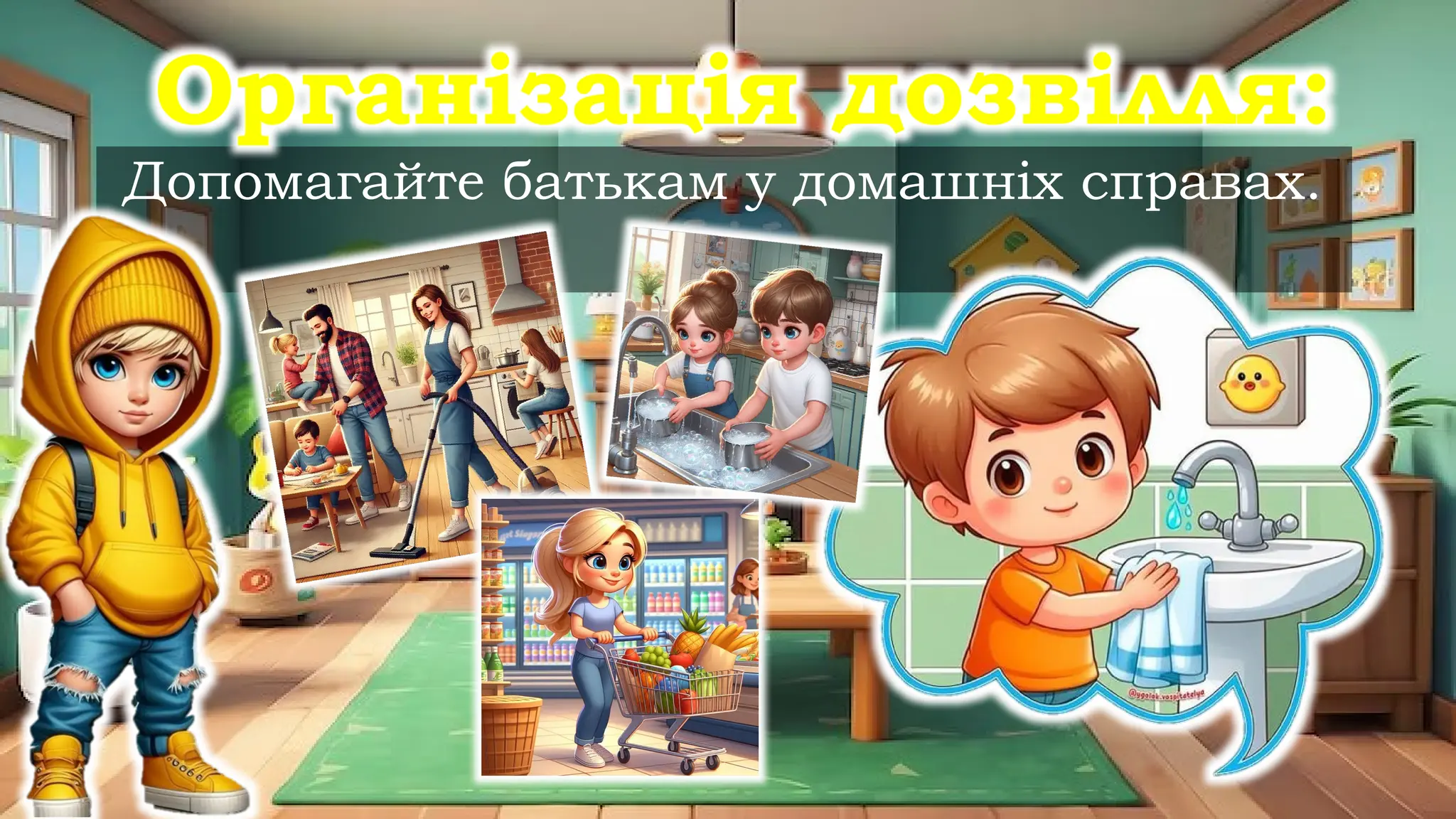 Допомагайте батькам у домашніх справах.
Організація дозвілля:
 