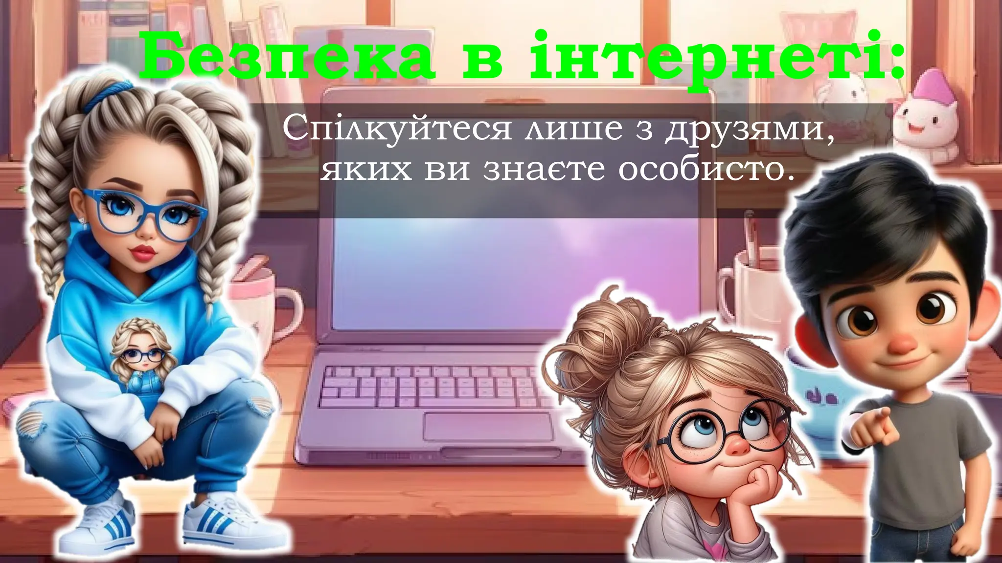 Спілкуйтеся лише з друзями,
яких ви знаєте особисто.
Безпека в інтернеті:
 