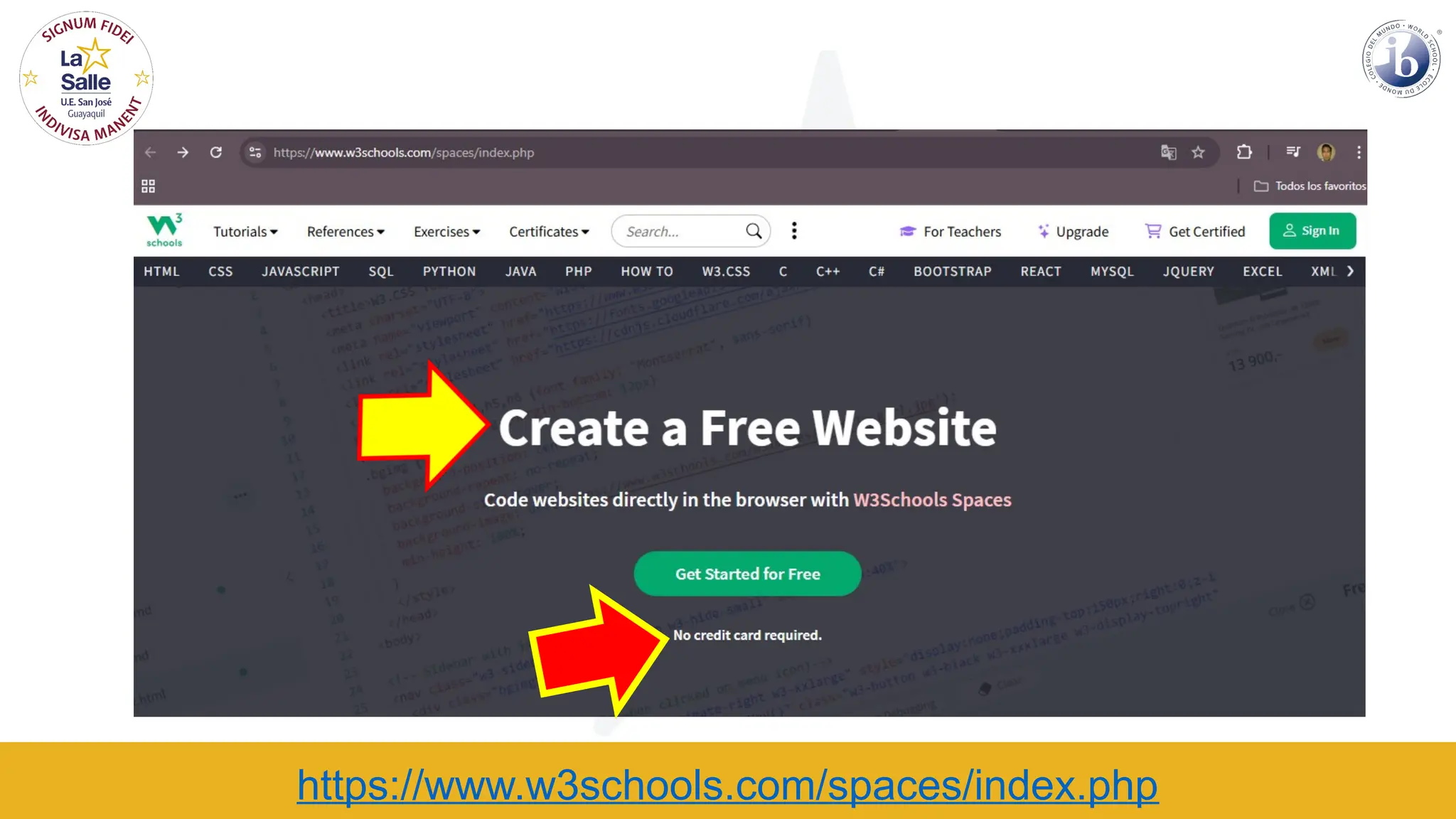 https://www.w3schools.com/spaces/index.php
 