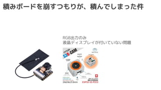 積みボードを崩すつもりが、積んでしまった件
RGB出力のみ
液晶ディスプレイが付いていない問題
 