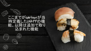 ここまでがGartnerが当
時定義したCNAPPの機
能、以降は追加で取り
込まれた機能
 