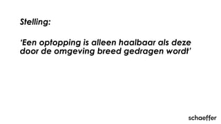 Stelling:
‘Een optopping is alleen haalbaar als deze
door de omgeving breed gedragen wordt’
 