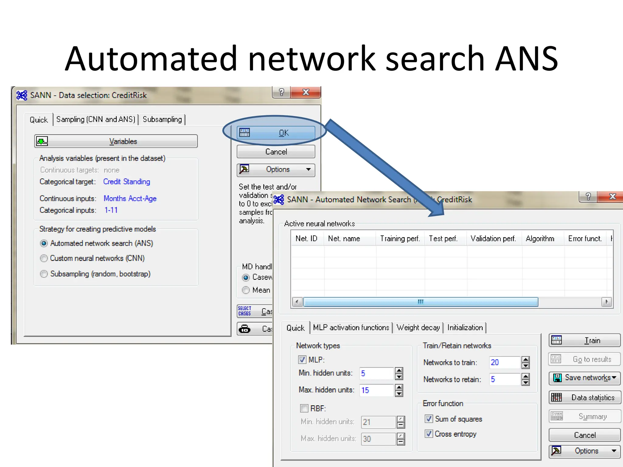 Automated network search ANS
 