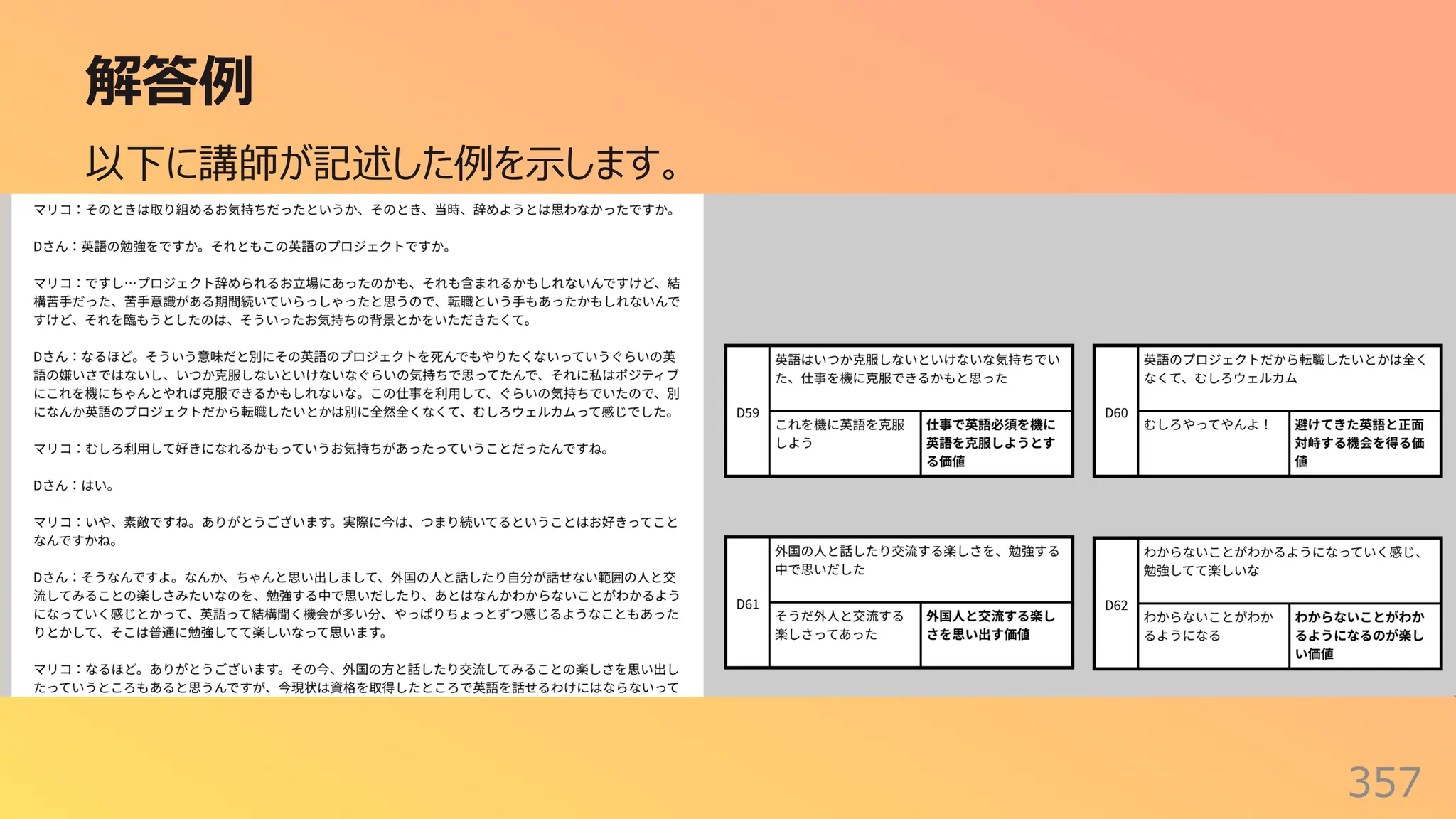 解答例
357
以下に講師が記述した例を⽰します。
 