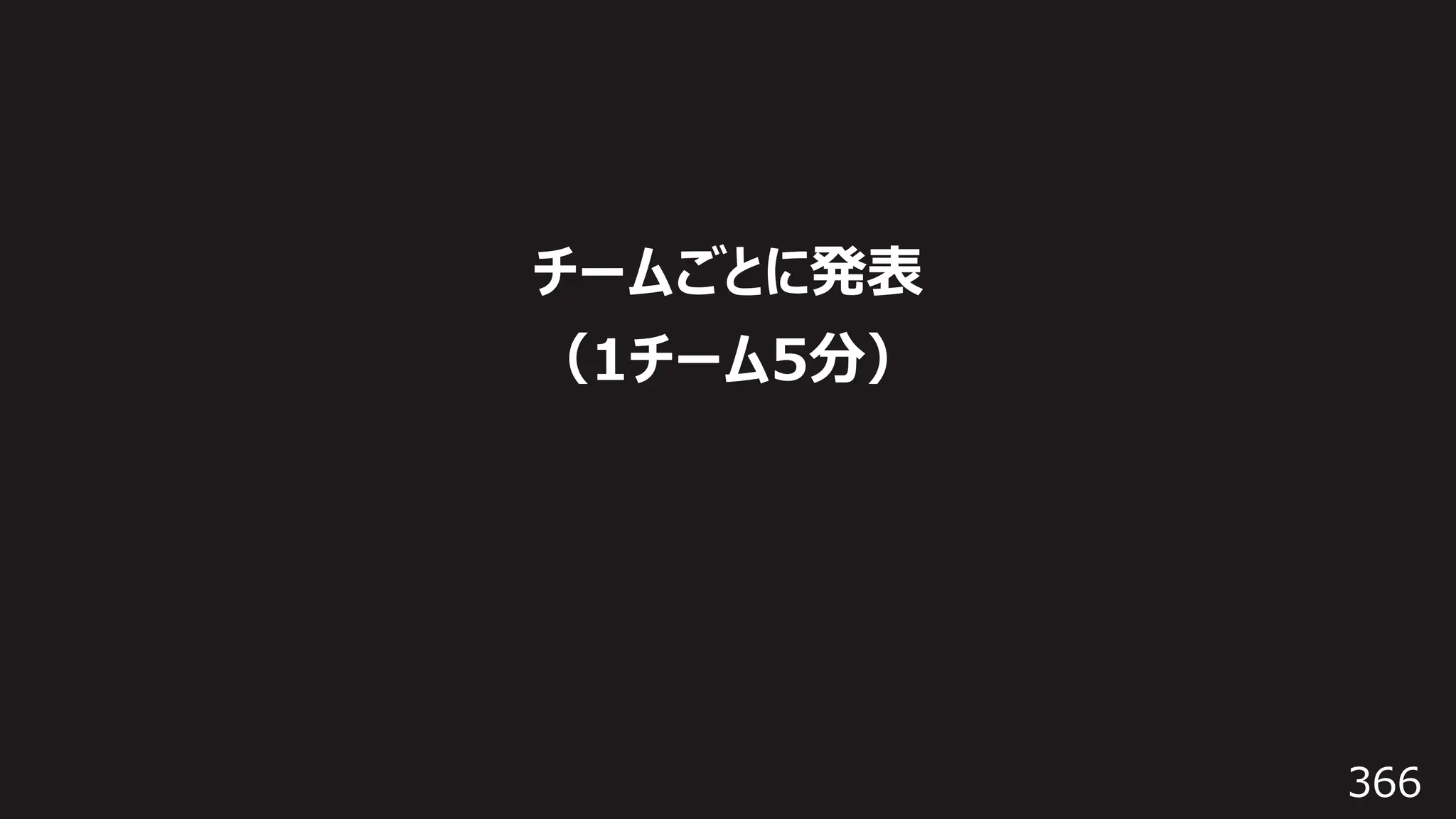 366
チームごとに発表
（1チーム5分）
 