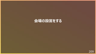 209
会場の設営をする
 